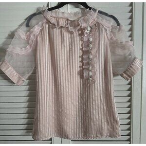 3.1 Phillip Lim Women's Pink Dainty Silk Organza Blouse Size 4 Feminine Coquette